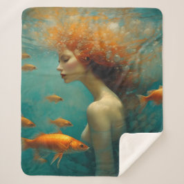 Cobertor Sherpa Sereia e Peixe Dourado
