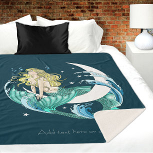 Cobertor Sherpa Sereia Loira Lua Crescente Arte Deco Fantasia