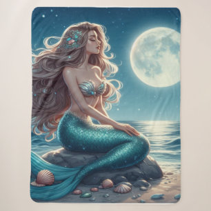 Cobertor Sherpa Sereia na praia à noite