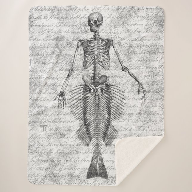 Cobertor Sherpa Sereia Skeleton Branco BG (Frente)