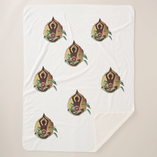 Cobertor Sherpa "Serene Harmony: Lotus Silhouette with Nature Symb (Frente)