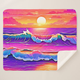 Cobertor Sherpa Serenidade do Sunset da Onda Retroativa