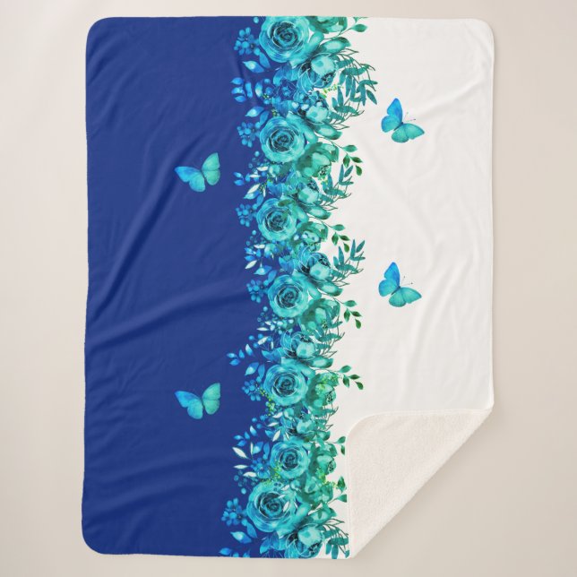 Cobertor Sherpa Serenity Blue Petal (Frente)