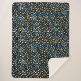 Cobertor Sherpa Série Leopardo Azul e Dourado Design 1