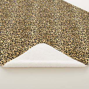Cobertor Sherpa Série Leopardo Azul e Dourado Design 2