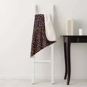 Cobertor Sherpa Série Leopardo roxa e Dourada Design 2