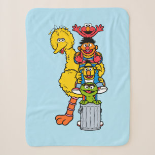 Cobertor Sherpa Sesame Street   Amigos da Sesame Street Posam