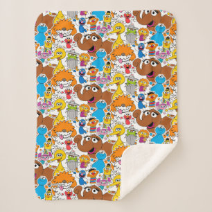 Cobertor Sherpa Sesame Street Pals Doodley Patterno