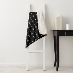 Cobertor Sherpa Setas brancas modernas & preto