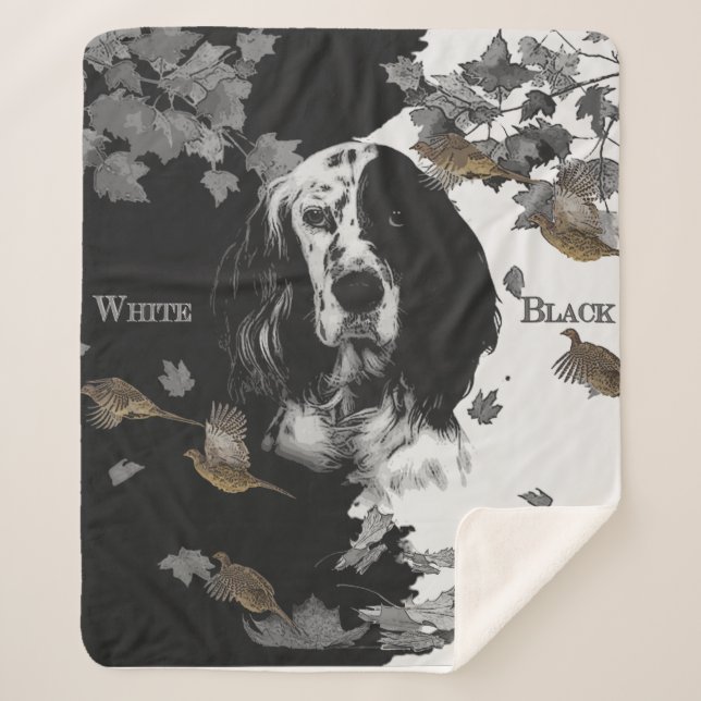 Cobertor Sherpa Setor inglês preto e branco (Frente)