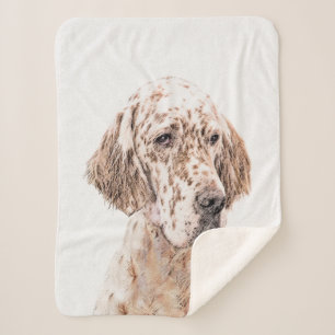 Cobertor Sherpa Setter Inglês Laranja Belton - Pintura de Cão