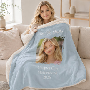 Cobertor Sherpa Seu Próximo Capítulo Mãe Foto Azul Empoeirado