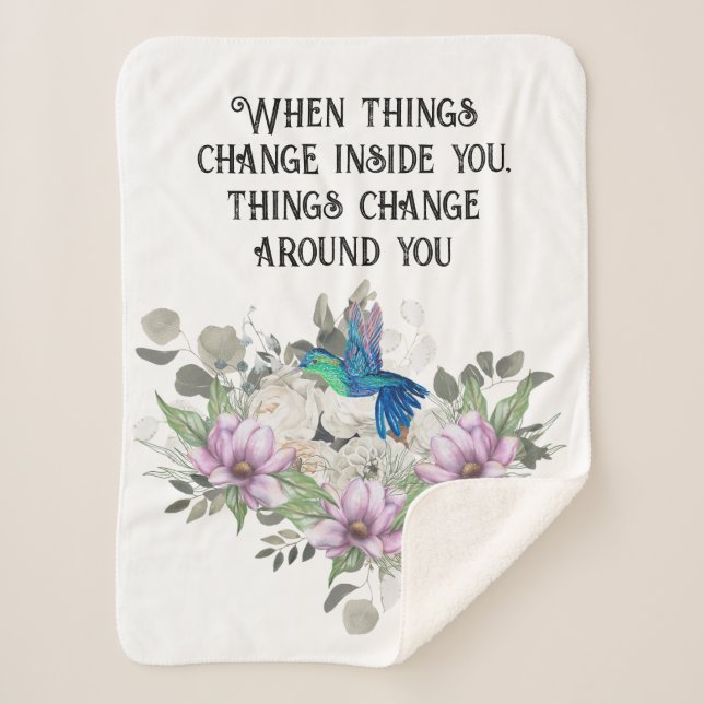 Cobertor Sherpa Shabby chic flowers art and selflove quote (Frente)