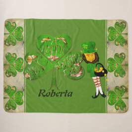 Cobertor Sherpa Shamrocks e Leprechaun
