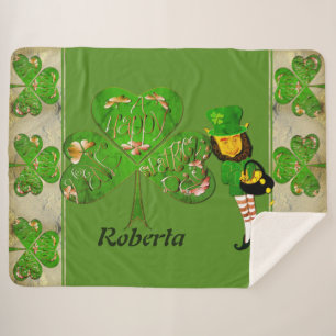 Cobertor Sherpa Shamrocks e Leprechaun
