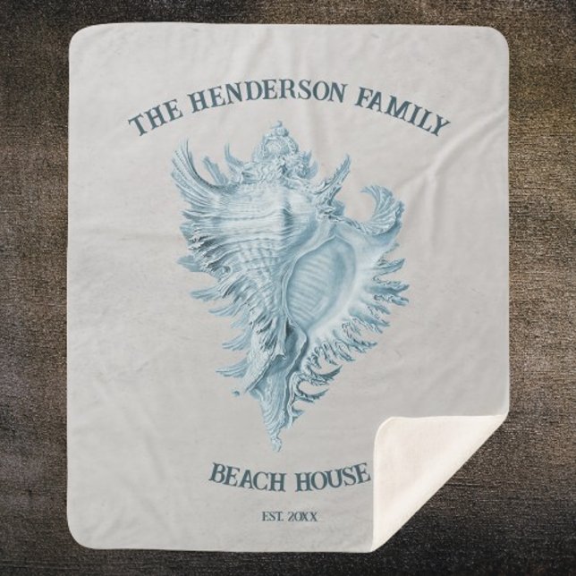 Cobertor Sherpa Shell Blue Conch (Blue Conch Shell Personalized Sherpa Blanket)