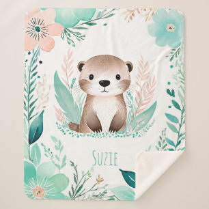 Cobertor Sherpa Sherpa Baby Blanket Personalizado - Boho Otter Des