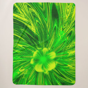 Cobertor Sherpa Sherpa Blanket Abstrato Lines Green Flower