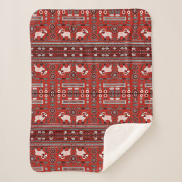 Cobertor Sherpa Sherpa Blanket africano contemporâneo - Vermelho e