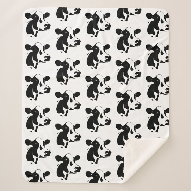 Cobertor Sherpa Sherpa Blanket-Black e White Cow (Frente)