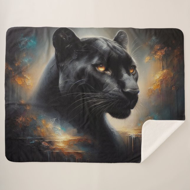 Cobertor Sherpa Sherpa Blanket Black Panther Large (Frente (Horizontal))