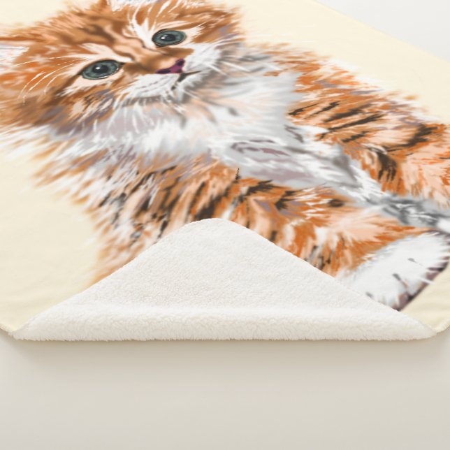 Cobertor Sherpa Sherpa Blanket com Little Baby Kitten - Pintura (3/4)