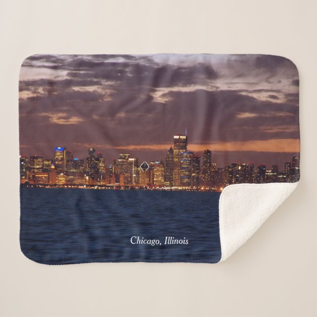 Cobertor Sherpa Sherpa blanket de Chicago Skyline (Frente (Horizontal))