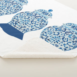 Cobertor Sherpa Sherpa Blanket de gengibre azul e branco