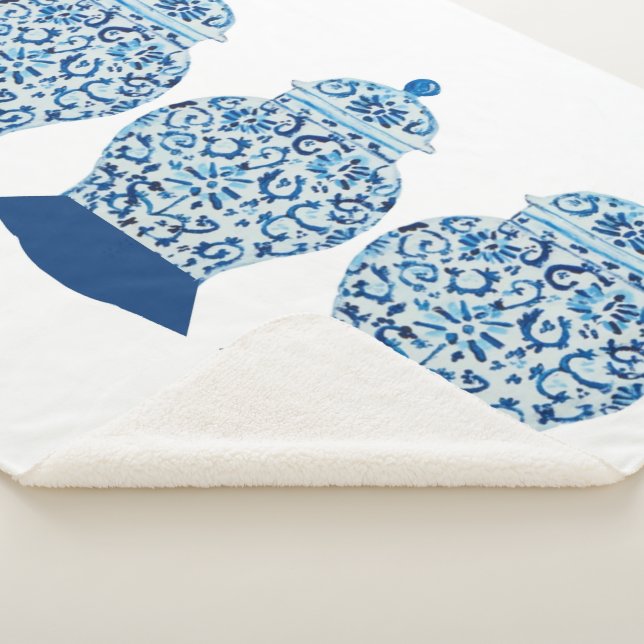 Cobertor Sherpa Sherpa Blanket de gengibre azul e branco (3/4)