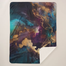 Cobertor Sherpa Sherpa Blanket Dourado, Azul e Roxo