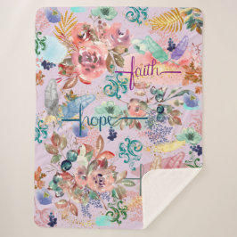 Cobertor Sherpa Sherpa Blanket Faith Hope Love
