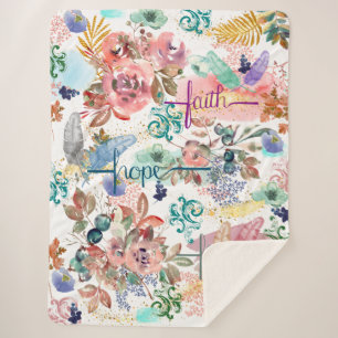 Cobertor Sherpa Sherpa Blanket Faith Hope Love