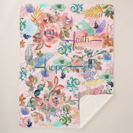 Cobertor Sherpa Sherpa Blanket Faith Hope Love