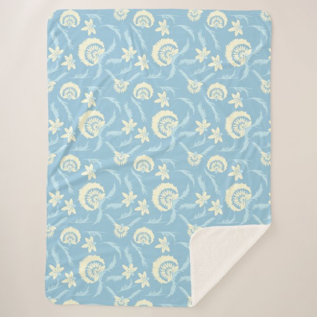Cobertor Sherpa Sherpa Blanket, floral azul pálido (Frente)