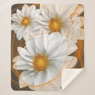 Cobertor Sherpa Sherpa Blanket Flores Branco Laranja