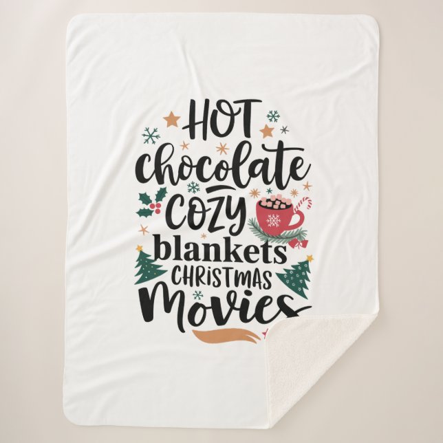 Cobertor Sherpa Sherpa blanket Hot Chocolate & Cozy Christmas Vibe (Frente)