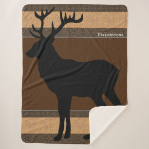 Cobertor Sherpa Sherpa Blanket-Large-Brown Yellowstone Elk