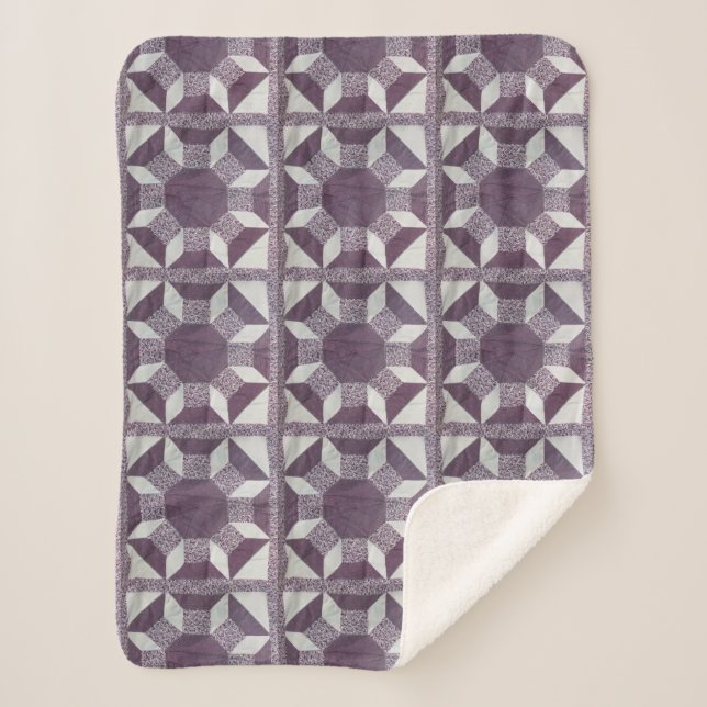 Cobertor Sherpa Sherpa Blanket - Padrão de inclinação roxa (Frente)