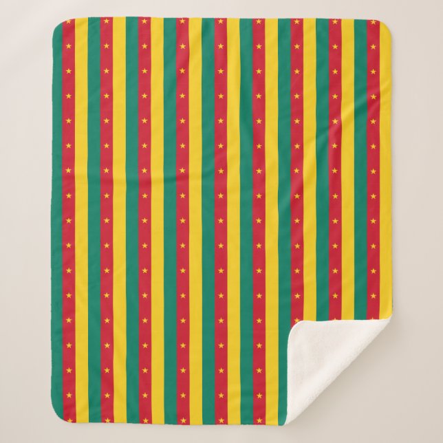 Cobertor Sherpa Sherpa Blanket Patriótico com bandeira de Camarões (Frente)
