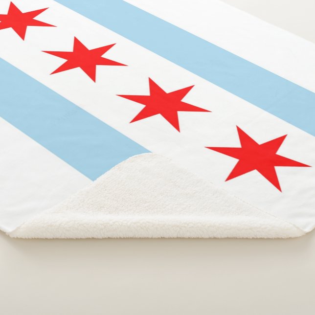 Cobertor Sherpa Sherpa Blanket Patriótico com bandeira de Chicago (3/4)