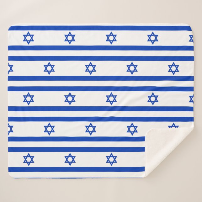 Cobertor Sherpa Sherpa Blanket Patriótico com bandeira de Israel (Frente (Horizontal))