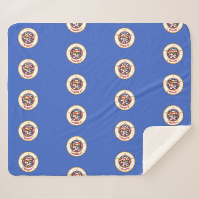 Cobertor Sherpa Sherpa Blanket Patriótico com bandeira de Minnesot (Frente (Horizontal))