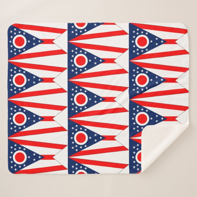 Cobertor Sherpa Sherpa Blanket Patriótico com bandeira de Ohio (Frente (Horizontal))