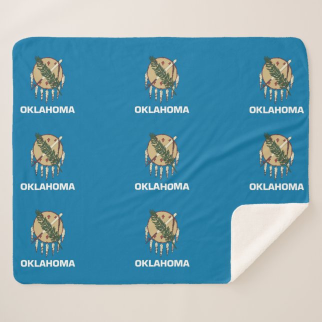 Cobertor Sherpa Sherpa Blanket Patriótico com bandeira de Oklahoma (Frente (Horizontal))