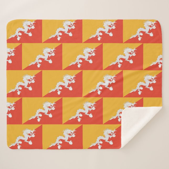 Cobertor Sherpa Sherpa Blanket Patriótico com bandeira do Butão (Frente (Horizontal))