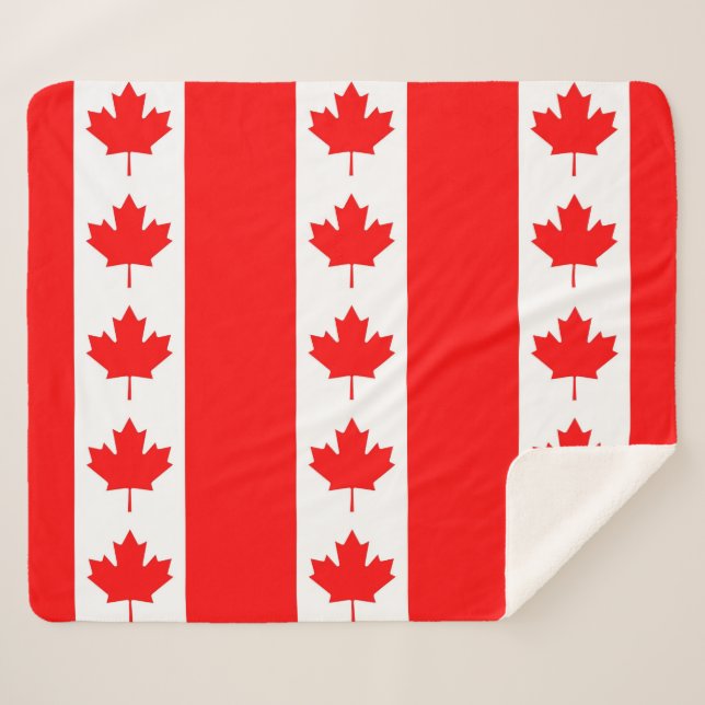 Cobertor Sherpa Sherpa Blanket Patriótico com bandeira do Canadá (Frente (Horizontal))