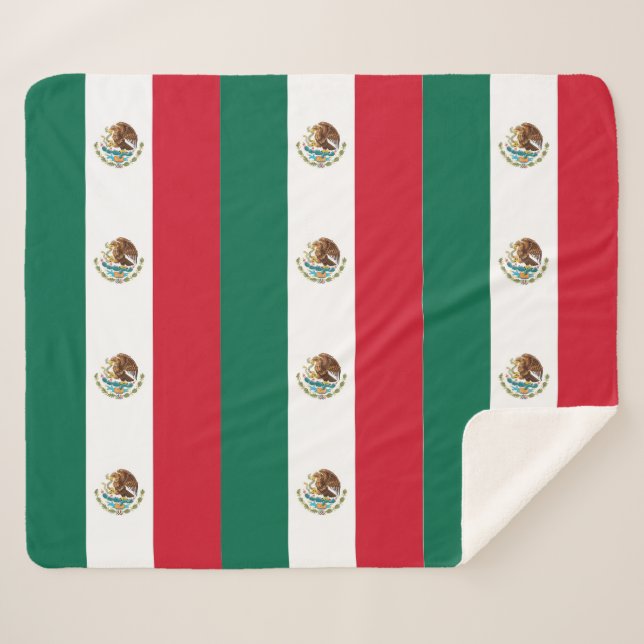 Cobertor Sherpa Sherpa Blanket Patriótico com bandeira do México (Frente (Horizontal))
