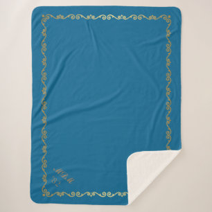 Cobertor Sherpa Sherpa Blanket-Peacock Monogramas azuis