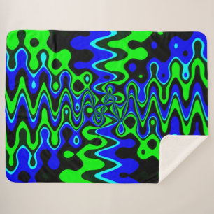 Cobertor Sherpa Sherpa Fleece Blanket Azul e Verde Psicodélico