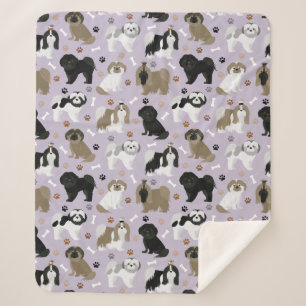 Cobertor Sherpa Shih Tzu Dogs Paws e Bones Sherpa Blanket